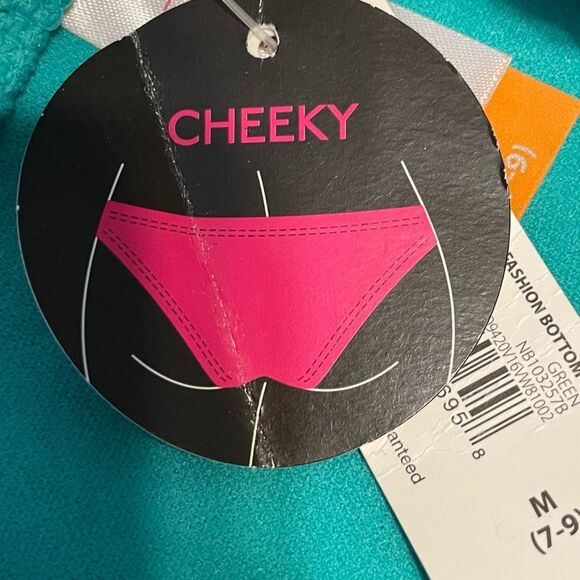 No Boundaries Cheeky Low Rise Bikini Bottom Teal Green Crinkle Side Accent M - Picture 7 of 9